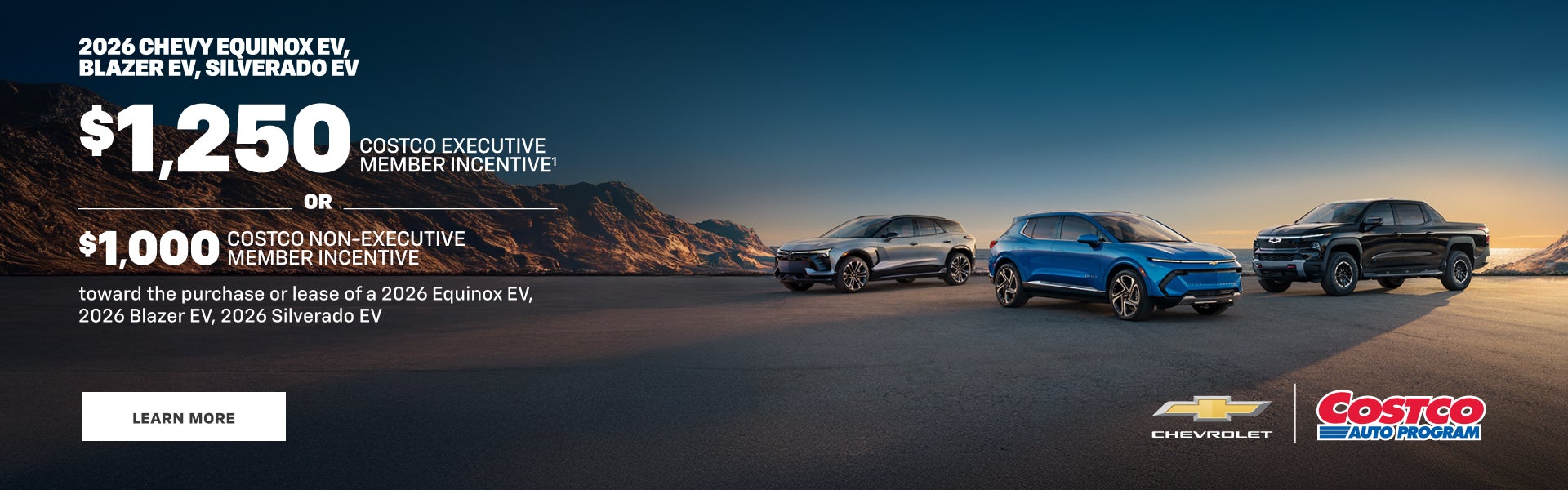 2026 Chevy Equinox EV, Blazer EV, Silverado EV. $1,250 COSTCO EXECUTIVE MEMBER INCENTIVE OR $1,00...